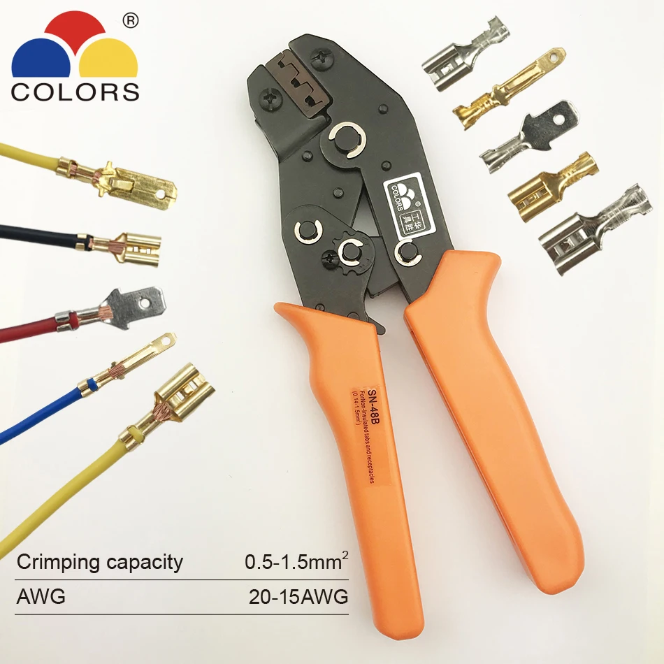Обжимной инструмент для 4,8 6,3 клемм щипцы sn-48b обжимные плоскогубцы провода 0,5-мм2 alicate AWG 20-15 ручной инструмент krimptang