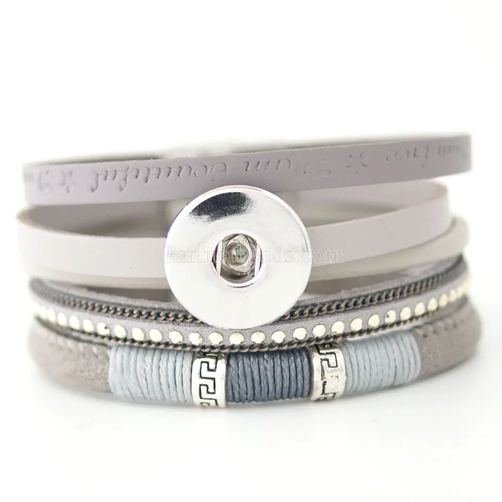 

wholesale Snap Bracelet&Bangles Charms leather Bracelets For Women Fit 18/20mm Partnerbeads Snap Button Jewelry KC0005-G