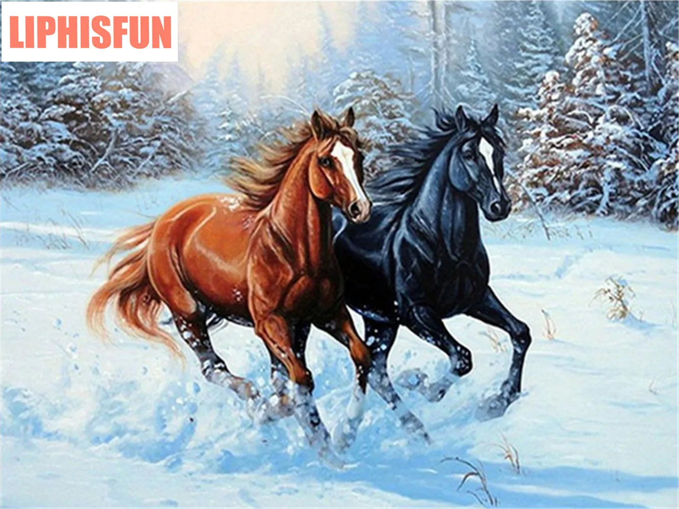 LIPHISFUN Fashion New Two Horses Diamond Embroidery Diy Painting Square Drill Rhinestone Pasted Cross Stitch Crafts | Дом и сад