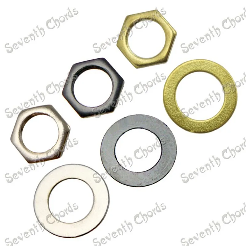 12sets 9mm Electric Bass Guitar Parts Nut Washer Input Output Jack M9 Bass Guitar Socket Nut