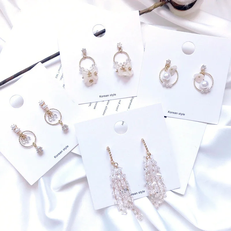 

Korean Shiny Dangle Earrings For Women Temperament Tassel Earring Simulated Pearl Circle Ear Jewelry 2019 Long Crystal Brincos
