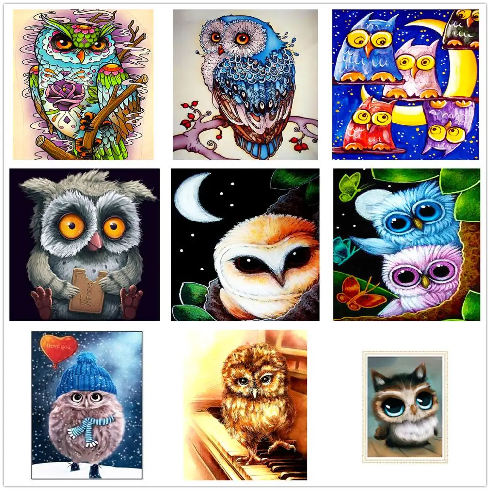 

5D Diamond Painting Embroidery Rhinestone Full Round Owl Cross stitch Handmade Painting Kit Wall Decor