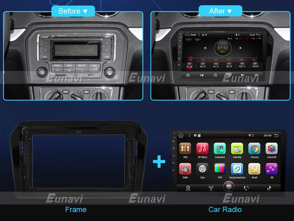 Excellent Eunavi Quad Core 2G RAM 32G ROM Android 7.1 2 din Car Radio GPS Navi For VW Skoda Magotan POLO PASSAT Golf 7 Jetta Super Octavia 14