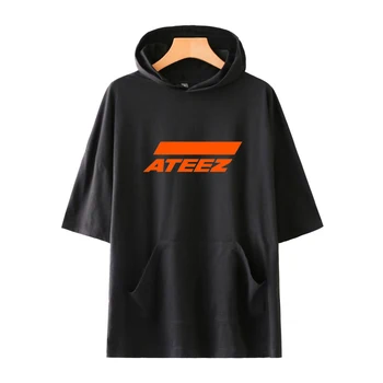 

Kpop ATEEZ Hooded T-shirts Summer Short Sleeve Hooded Top Hongjoong Seonghwa Yunho Yeosang San Mingi Wooyoung Jongho