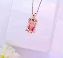 2016 Summer Romantic 18K Rose Gold 3.152ct Tourmaline Natural Diamond Setting Necklace Pendant Fine Jewelry Factory Direct