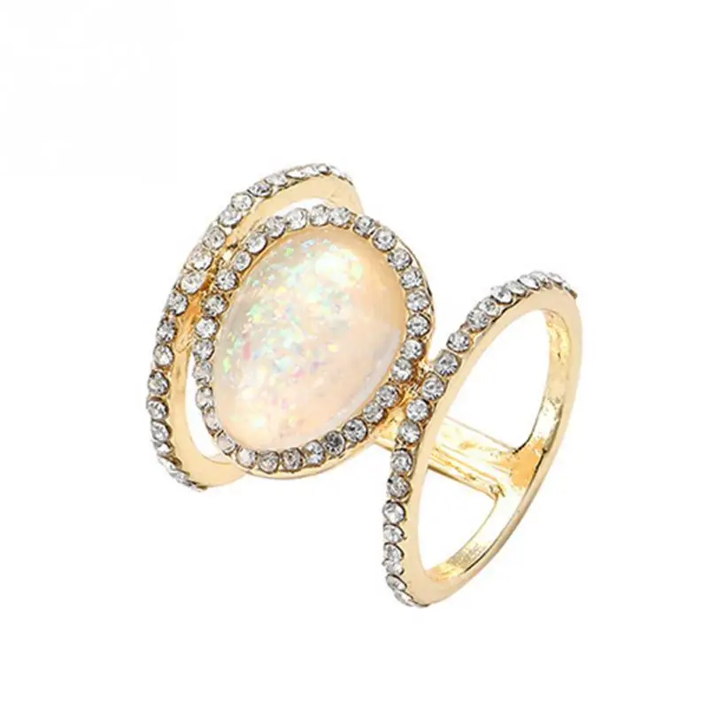 Fashion Jewelry Exquisite Ring Women Moonstone Rose Gold Engagement Ring For Party Wedding