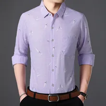 Новые мужские модные хлопковые маленькие цветочные деловые рубашки мужские Умные повседневные рубашки с длинным рукавом тонкие рубашки одежда для мужчин A18327