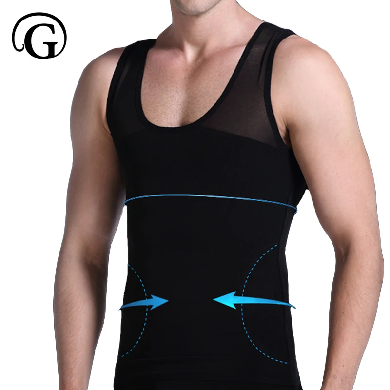 Men Slimming Boob Shaper Compression Gynecomastia Tops Waist Trainer Vest