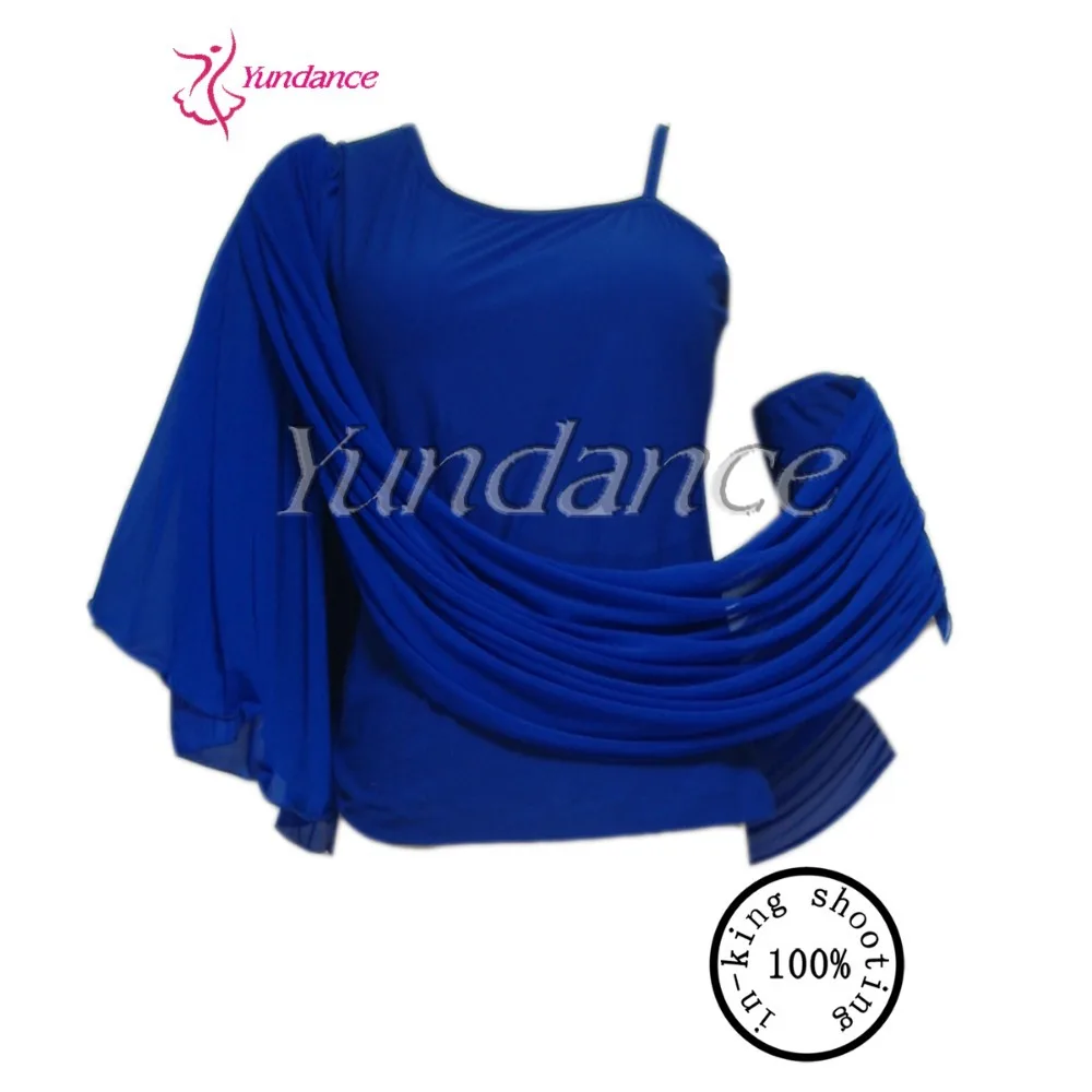 

T-121 Blue Half Long Sleeves Practice Dance Tops 2016