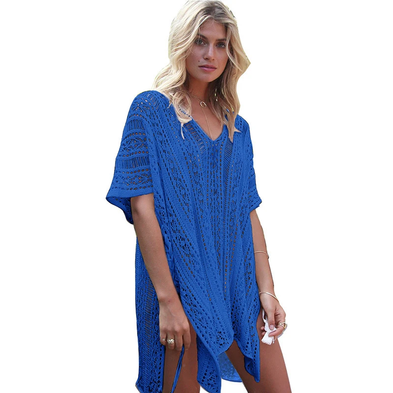 Primavera negro De Playa Ver Manga Corta Través A C18 Beige Punto Mujeres Verano Blusas Blusa Hollow Camisa Sexy Out Suelta Encaje Tops azul r8wFqr1nPx