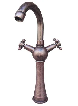 

Antique Copper Double Cross Handle Swivel Spout Kitchen Sink Faucet & Bathroom Basin Mixer Tap Cnn013