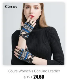 Gours осенне-зимние женские перчатки из натуральной кожи, черные перчатки из козьей кожи с камнями, модные теплые перчатки GSL011
