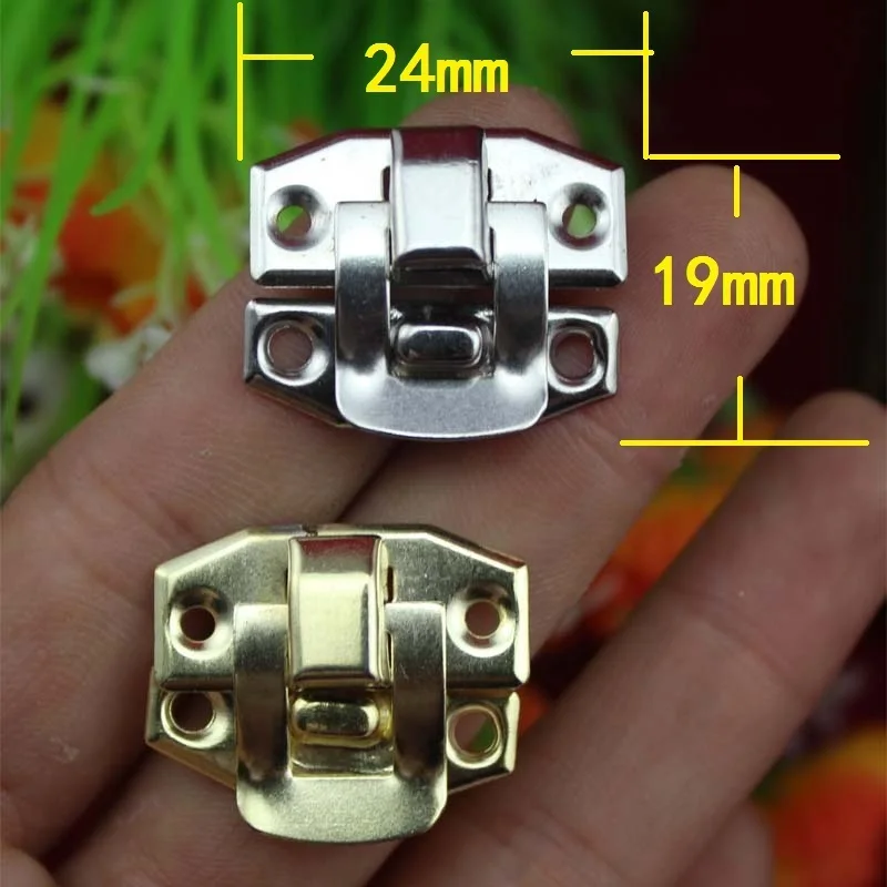

50pcs/Lot 24 * 19MM wooden hasp Small wooden gift box buckle small square buckle clasp jewelry box latches 2 colors(With screws)