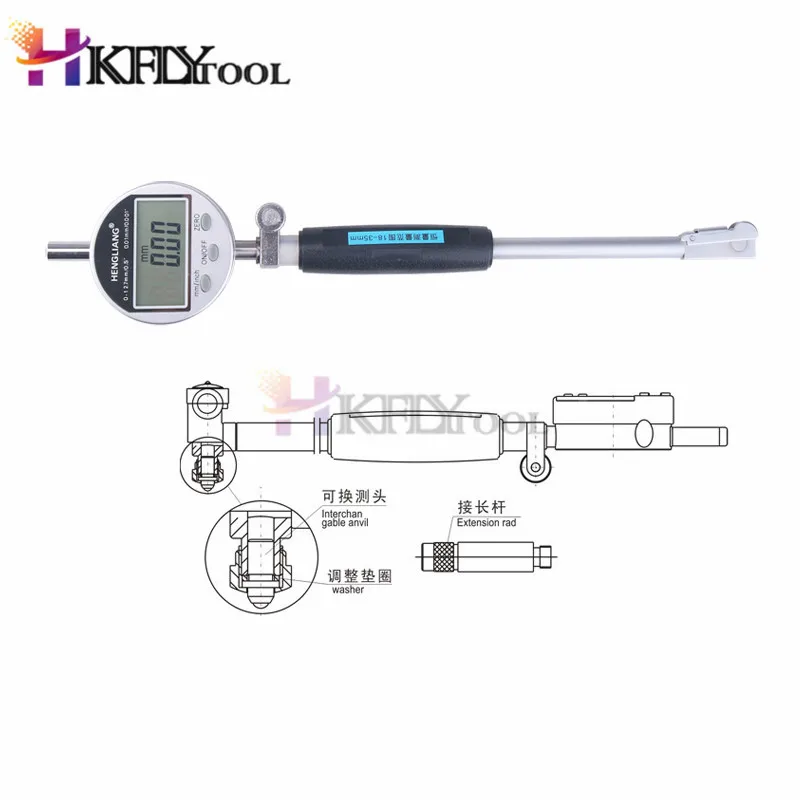 35-50 мм цифровой индикатор 0,01 мм Индикатор измерителя отверстия для измерения диаметра индикатор измерителя