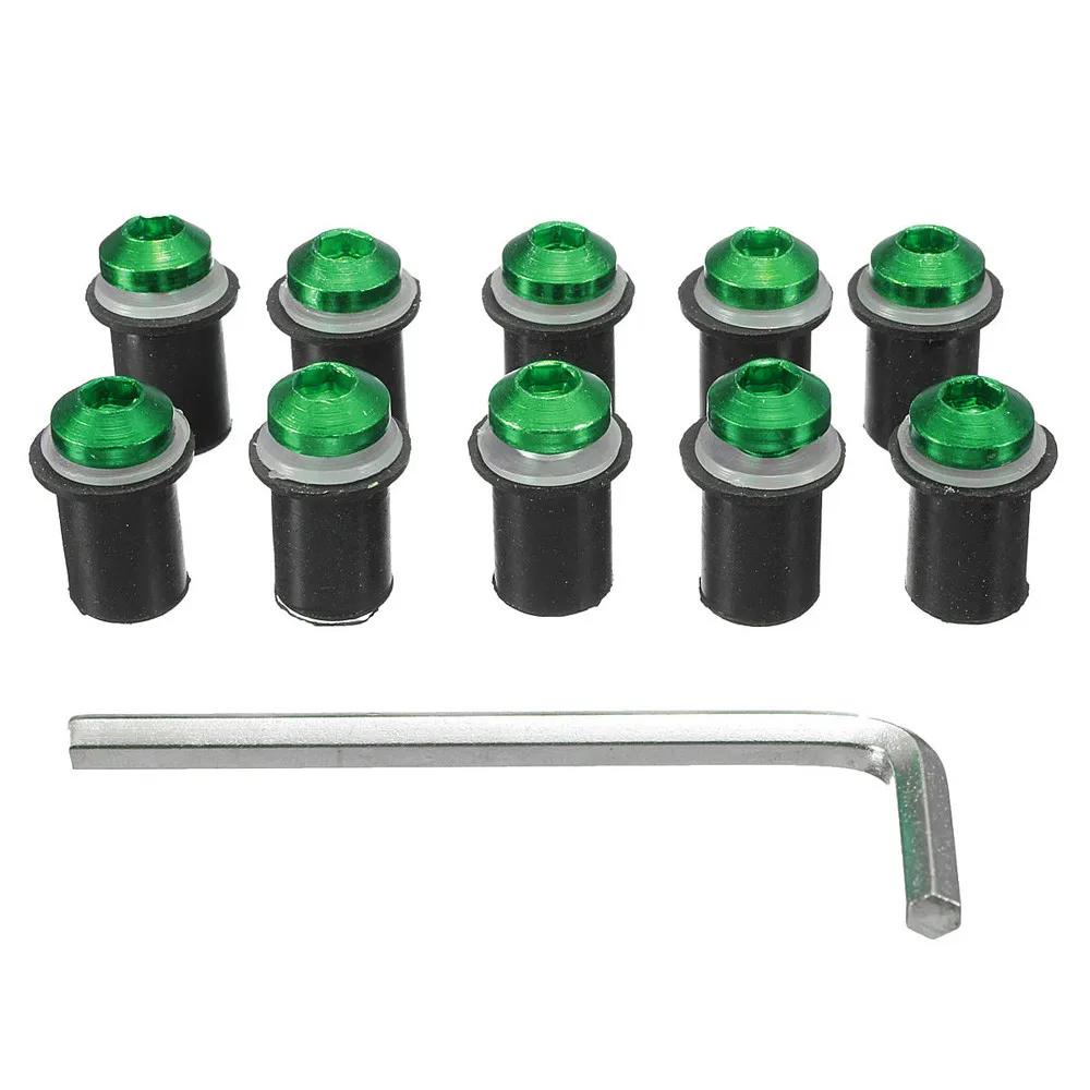10 Pcs /Set Motorcycle M5 x 16mm CNC Windscreen Windshield Screw Bolts Nuts Kit