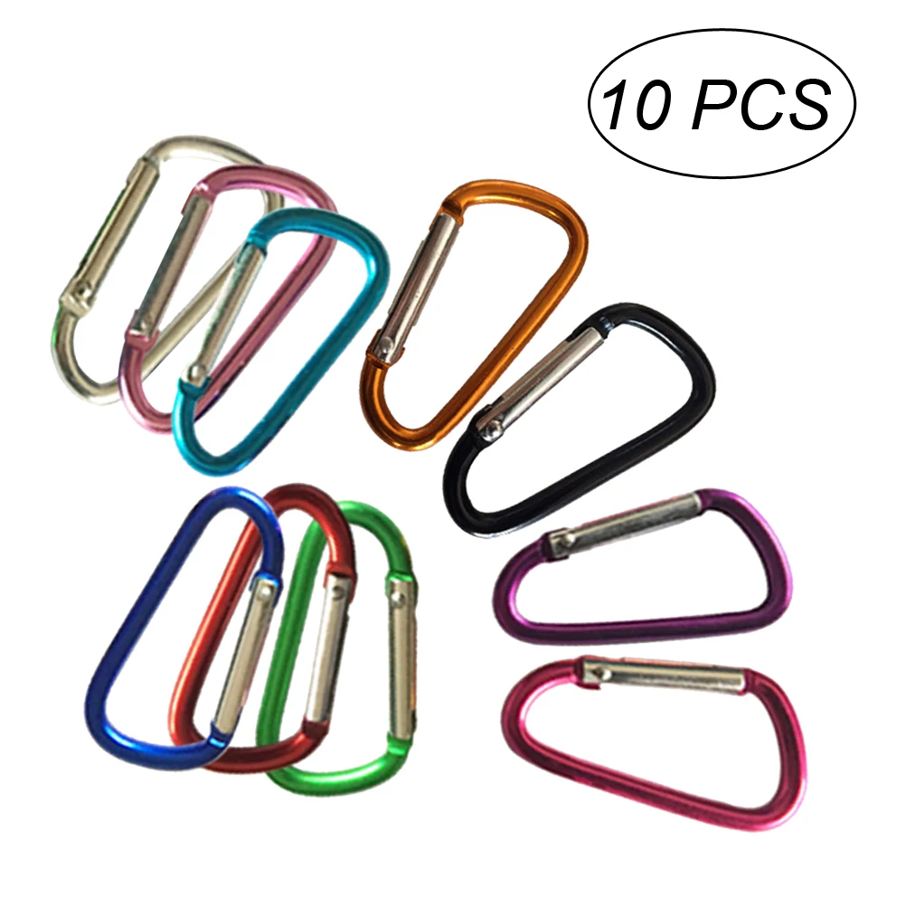 10 قطعة المهنية D على شكل حلقة تسلق الثقيلة D-حلقة خفيفة الوزن الألومنيوم قفل Carabiners للتخييم المشي لمسافات طويلة الصيد