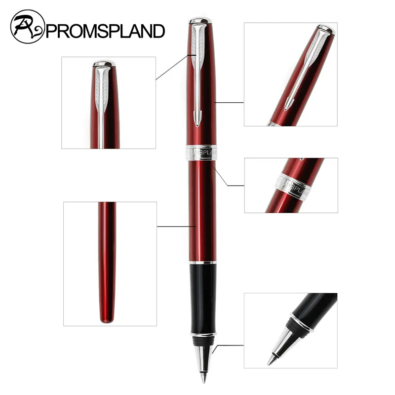

PROMSPLAND Luxury Roller Ball Pen Brand Red Pens Gold/Silver Clip Material Escolar S03 Rollerball Canetas Office Supplies 13.3cm