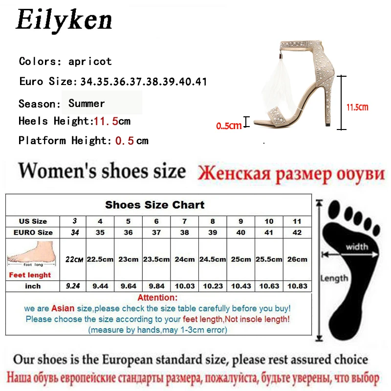 Eilyken пикантные женские сандалии на высоком каблуке туфли лодочки летние Стразы