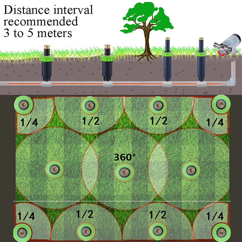 Пластик 90/180/360 градусов вращение разбрызгиватели устройство воды для полива и орошения Системы газон Pop Up клапан разъем Садовые принадлежности