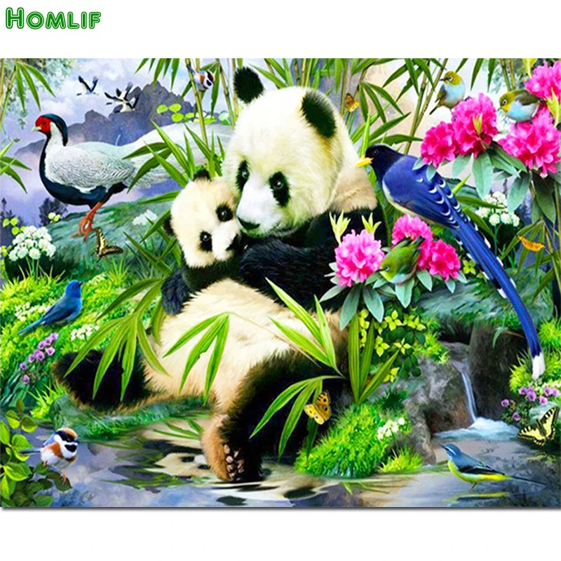 

New 5d Rhinestones Diy Diamond Mosaic Diamond Painting Cross Stitch Kits Full Drill Fabric Diamond Embroidery panda