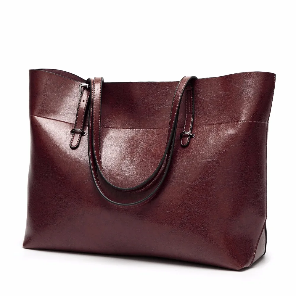 

2018 Women Fashion PU Leather Top-handle Light Blue/Black/Brown Bags Big Volume Handbags Lady Solid Causal Totes
