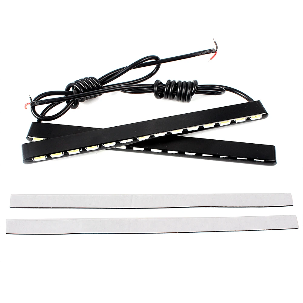 

2pcs Aluminum Housing Car Styling SMD Super Bright Led Strip Daylight 14 LEDs Waterproof Daytime Running Light 7030 Car DRL