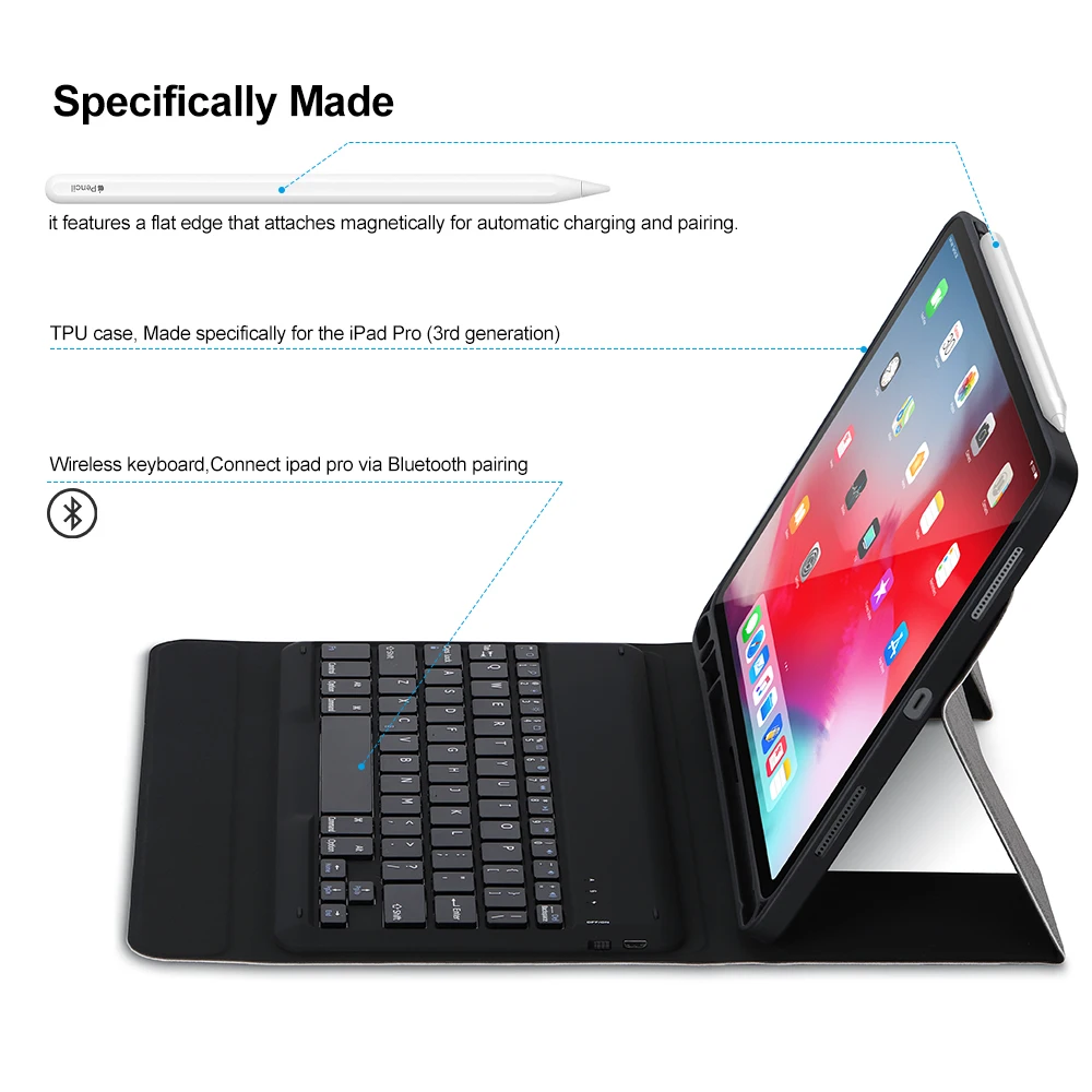 Чехол с клавиатурой Bluetooth для iPad Pro 12 9 2018 умный защитный чехол Apple 11 дюймов|Чехлы