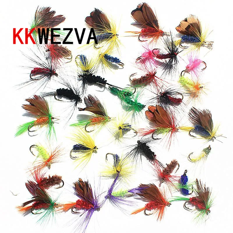 Kkwezva 30pcs Insect Fly Fishing Lure Artificial Fishing Bait Feather