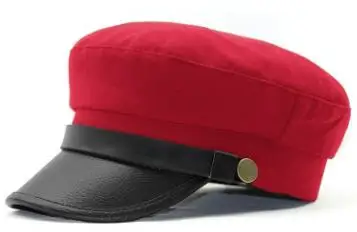 Новинка, распродажа, брендовая мужская и женская Кепка Для Взрослых, кепка с хлопковой подкладкой, кожаный ремешок с металлическими пуговицами, студенческие винтажные капитанские шляпы, s - Цвет: Красный