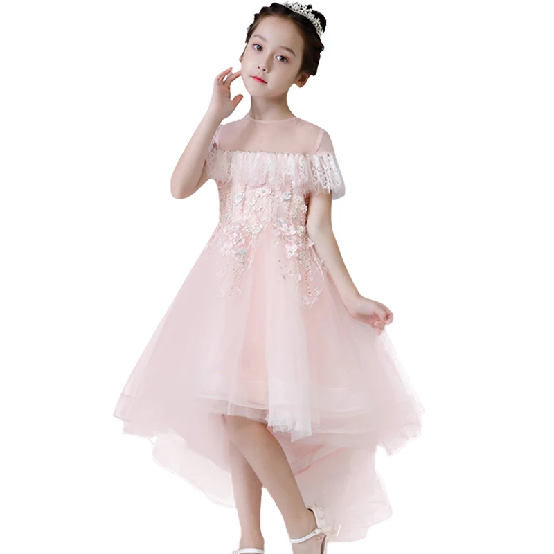 niñas boda gasa cola de encaje de cena de piano trajes rendimiento floreados de niña| - AliExpress