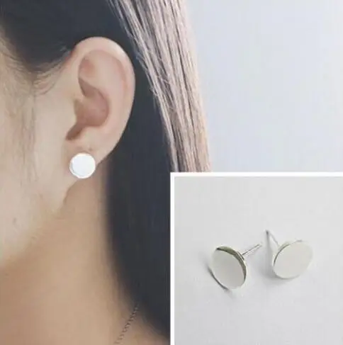 

1 pair New Listing geometric elements cool style minimalist geometry round peach heart love shiny stud earrings Female jewelry