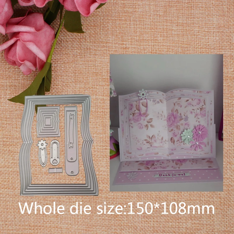 

Book Pattern Metal Cutting Dies Stencils For DIY Scrapbooking Decorative Embossing Handcraft Die Cut Template 150*108mm