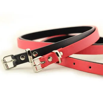 

Fashion Female Antique Black Red Belt Metal Buckle Jeans Woman Faux Leather Belt waist belts
