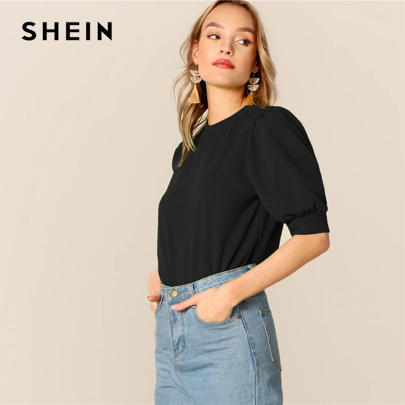 SHEIN Повседневный Топ С Оригинальным Рукавом Стильная Офисная Блузка С Коротким Рукавом