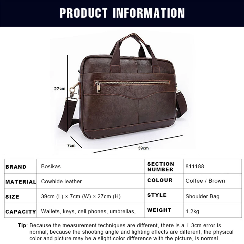 BOSIKAS Genuine Leather Bag Men Fashion Leather Men's Briefcase Laptop Handbags Men Messenger Bags Shoulder Soft Handle Bags BOSIKAS Genuine Leather Bag Men Fashion Leather Men's Briefcase Laptop Handbags Men Messenger Bags Shoulder Soft Handle Bags