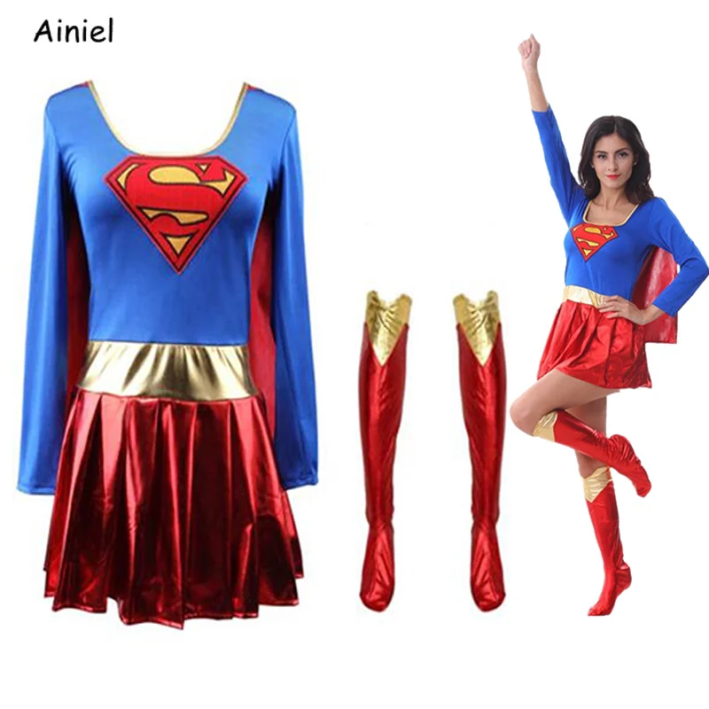 Buy Ainiel Superman Cosplay Costumes for Adult and Girls Super Woman Dress