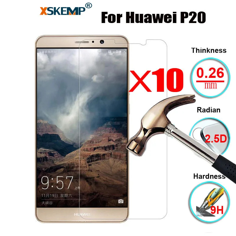 XSKEMP 10 шт./лот 0 26 мм 2.5D Закаленное стекло для huawei P20 устойчивая к царапинам Защитная