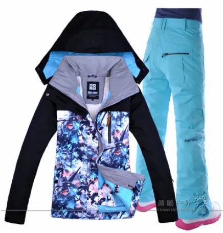 Gsou лыжная куртка+ лыжные штаны для женщин, походная или походная одежда, высокое качество, женский лыжный костюм, комплект для сноубординга на открытом воздухе - Цвет: color 10