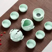 Чайный сервиз из керамики, 10 шт., чайный сервиз ручной работы, лучший чайный сервиз кунгфу руяо