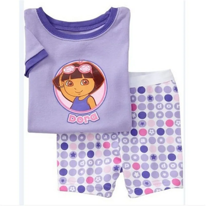Мода для мальчиков и девочек короткий рукав детская пижама с принтом пижамы с рисунками из мультфильмов детские пижамы для От 2 до 7 лет комплекты детской одежды - Цвет: Оранжевый