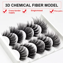 5 пар ресниц 3d ручной работы химическое волокно накладные ресницы стереоскопический хлопок стебель стерео Многослойные ресницы