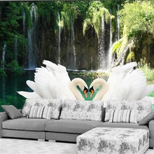 Beibehang 3d обои лебедь водопад природа свежий Диван ТВ фон гостиная спальня Фреска фото обои для стен 3 d