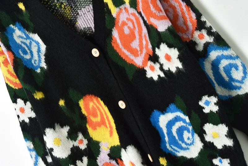 Негабаритных взлетно-посадочной полосы кардиган большой цветок жаккардовые мохер теплый длинное пальто 2018 зима вязаный свитер джемпер