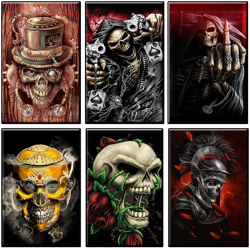 

5D DIY Diamond Painting Skull Admiral and Gold Full Square Diamond Embroidery Mosaic Cross Stitch Kit Set Decor Needlework SH