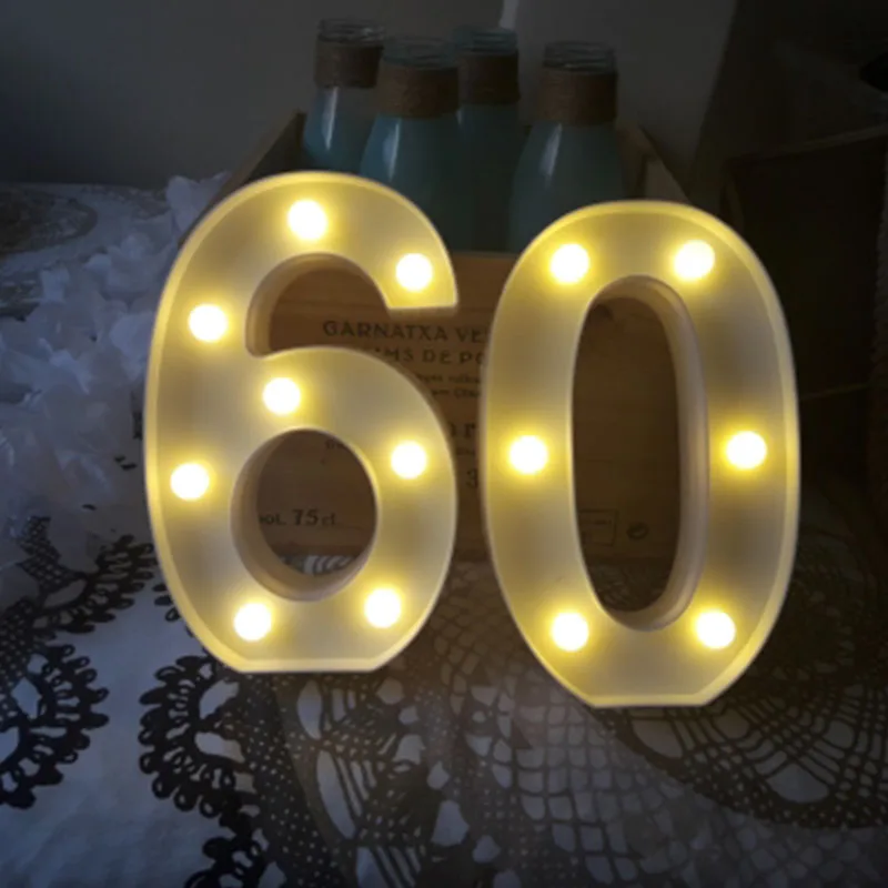 Chicinlife 2 шт 30/40/50/60/70/80 цифры светодиодный ночсветильник лампа с днем рождения