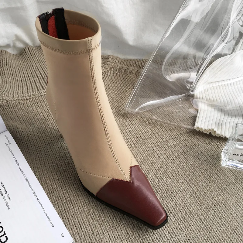 Color Sujetador Lujo Otoño Europea Matching Cuero Cadena De Mujeres 6 2 Botas Tacón 1 4 Zapatos Elástico 18 Alto 3 Invierno Las Marca 5 rnfX8r