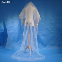 Ручная работа вышитая бисером Свадебная вуаль 2 яруса зубчатая с бисером Свадебная вуаль стиль