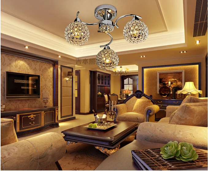 

Simple Modern Ceiling Modern Crystal Ceiling Meal Chandelier Living Room Three spherical Chandelier Bedroom Chandelier led