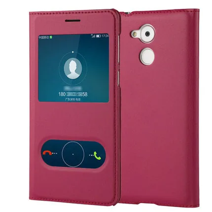 Чехол huawei Honor 6A, роскошный чехол-книжка из искусственной кожи, деловой чехол для huawei Honor 6A 6 A Honor6A DLI-TL20, чехол для телефона с окошком - Цвет: Красный