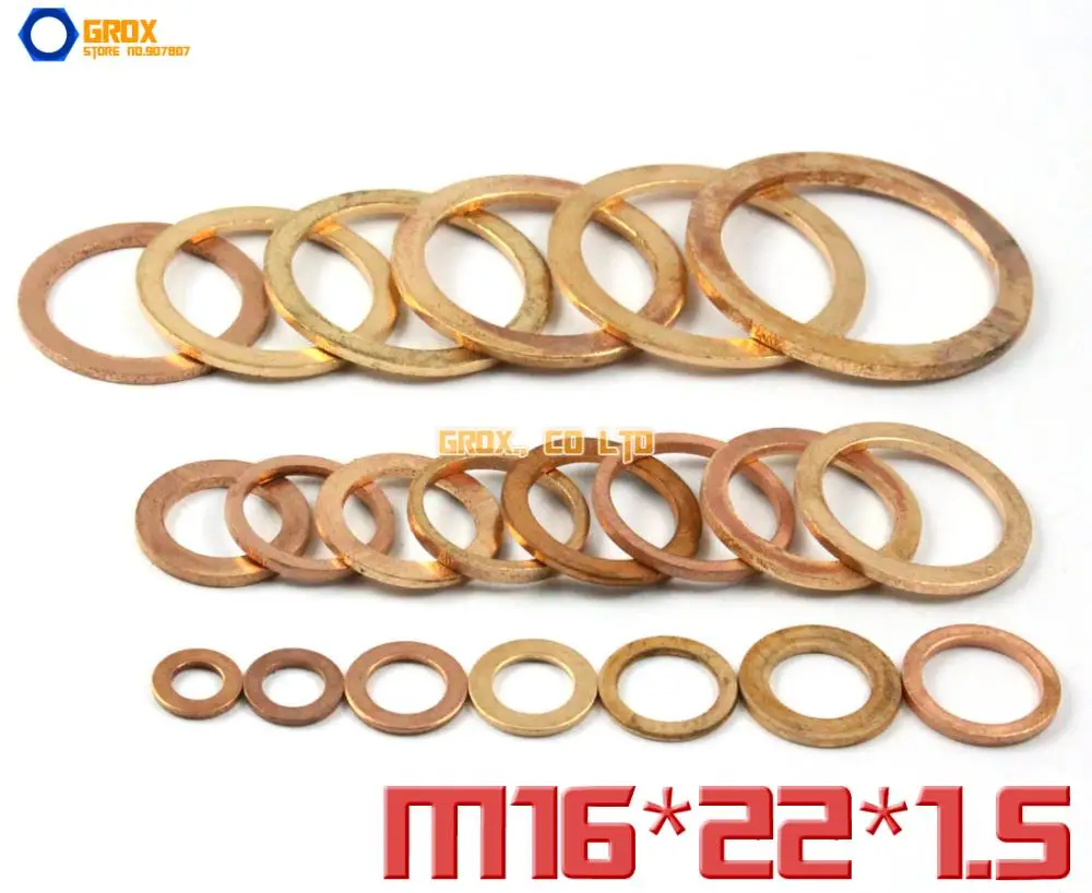 40 Pieces M16 x 22 x 1.5mm Copper Flat Washer Seal Washer on Aliexpress